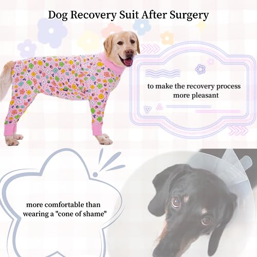 Image of Recovery Suit for Large Dogs After Surgery, Abdominal Wounds Protector Surgical Dog Calm Shirt, Medium Dog Pajamas Onesie Pullover Bodysuit for Shedding Allergy Anti Licking, Cone E-Collar Alternative