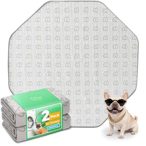 Image of FXW Washable Pee Pads for Dogs, Leak-Proof & Non-Slip, Specifically Designed for FXW Rollick /Homeplus 24inch 8 Panels Dog Playpen, 29 inch Octagon, Khaki, 2 Packs