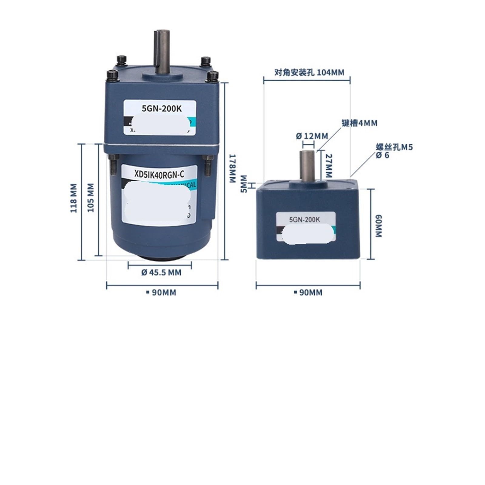 Wechselstrommotor, 40 W, einphasiger Untersetzungsmotor, einstellbare Geschwindigkeit, Fließband-Förderbandmotor(40W 500 rpm)