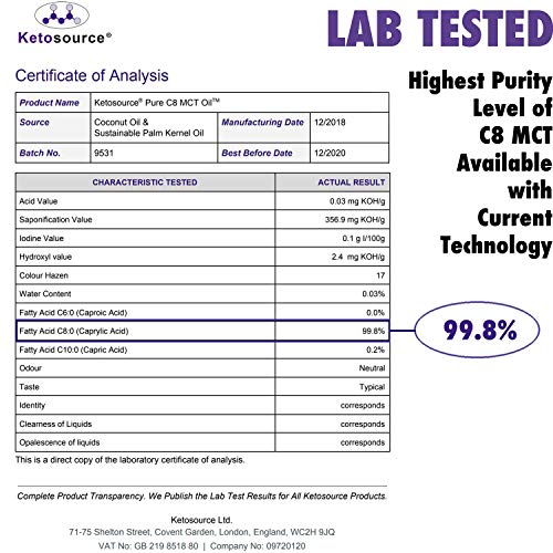 Premium C8 MCT Öl | 3X Mehr Keton-produzierende C8 als MCT-Öle | Reines Caprylsäure Triglyceride mit 99,8% | Paleo… – Bild 3