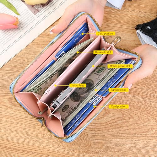 Long Clutch Women's Wallet with Sculpted Zipper Multifunctional Coin Purse - Blue2