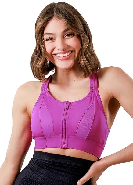 Image of Brachy Women's High-Impact Velcro Sports Bra: Adjustable, Front-Zip for Yoga, Gym & Workout
