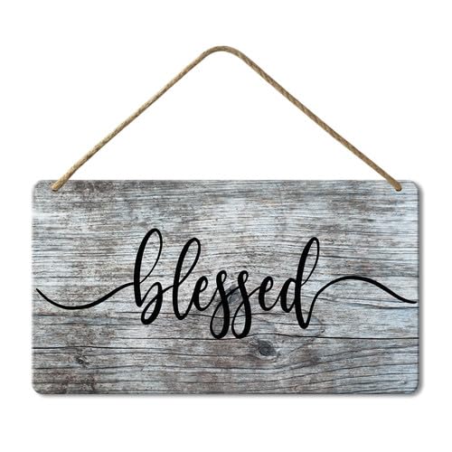 Geroclonup Rustic Blessed Sign Home Decor for Living Room Farmhouse Wooden Blessed Wall Art 15x30cm