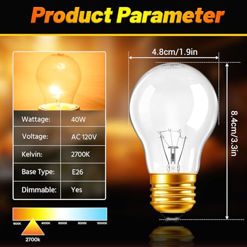 Image of Oven Light Bulb A15 40W Oven Light Bulb Replacement 40 Watt Appliance Bulb