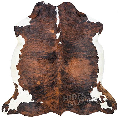 Hides Bazaar Brown Brindle Cowhide Rug, Premium Quality Natural Leather Hide, Area Rug (5X7Ft) #TOP1