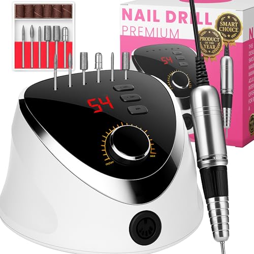 Retoo Elektryczny frezarka 35000 obr./min, profesjonalny pilnik do paznokci z wyświetlaczem LED, frezarka do paznokci żelowa, kalus, usuwanie manicure, pedicure, regulowana prędkość, kolor czarny
