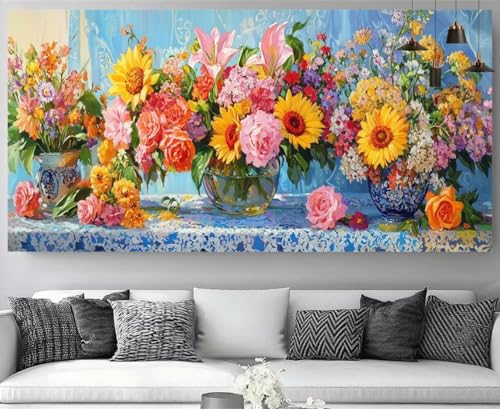 Diamond painting fleurs nordiques 70x210cm avec kit complet broderie 5D de perles strass