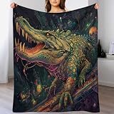 Cocodrilo manta polar de franela, mantas de cama en se puede utilizar como sábanas, funda de sofá (180 x 200 cm)