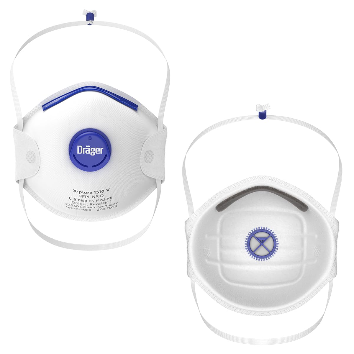 Dräger X-plore 1310 V Masques de protection respiratoire antiparticules jetable FFP1 NR D, Filtration haute performance et confort d'utilisation