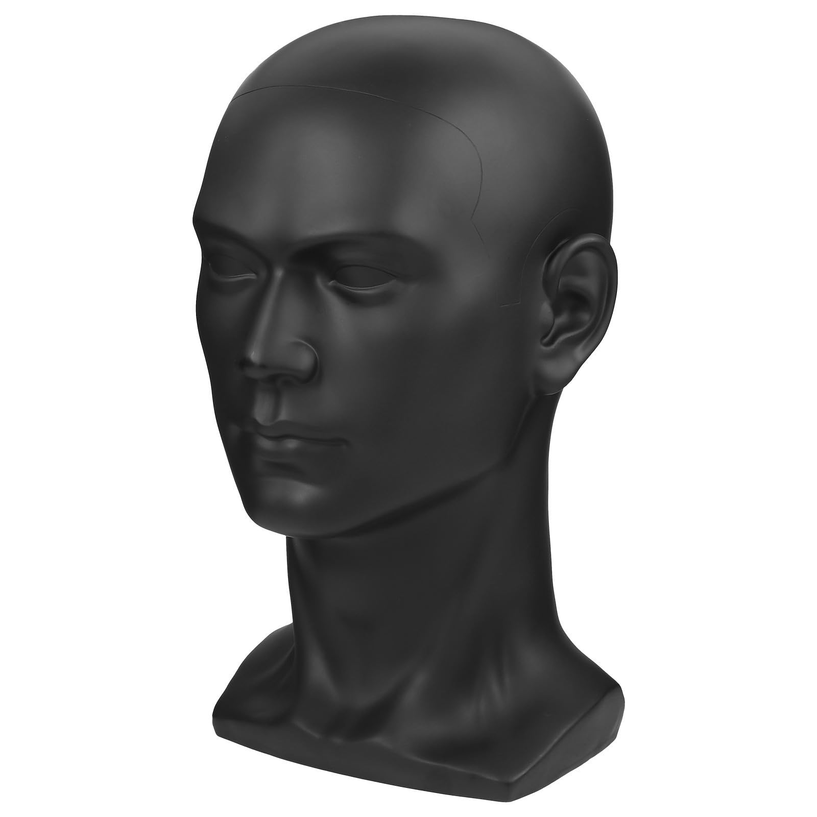 USHOBE Testa di Manichino Uomo per Parrucca, PVC Nero, 50 CM