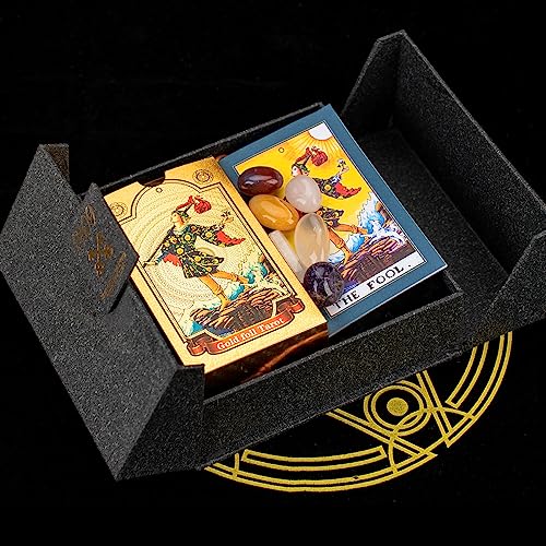 OceanWings Classic Tarot Cards Deck Set with Guidebook,Gold Foil Waterproof Tarot Cards Fortune Telling Toy with Crystal-Pendulum-for Beginners&Expert Readers Valentines Day Gifts for Him Her - Thumbnail 5