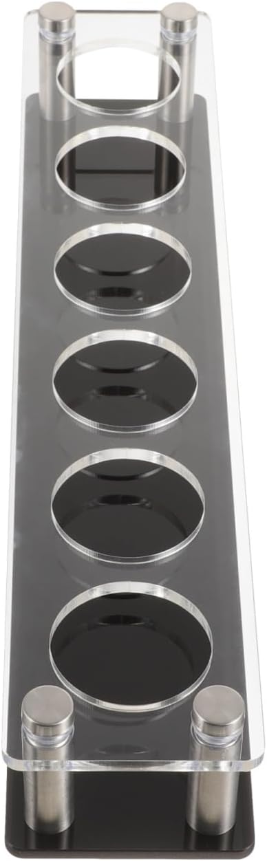 6-Hole Acrylic Shot Glass Holder Serving Tray, Clear and Black Flight Board Rack Organizer for Home Bar, KTV, and Party Drinking Cups Display