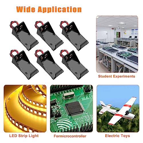 6 Stücke 9V Batteriehalter, KUOQIY 9V PP3 Batteriefach mit Kabel, 9V Geschlossenes Gehäuse für Arduino Elektrische Spielzeug, mit Schraubendreher und Schrauben