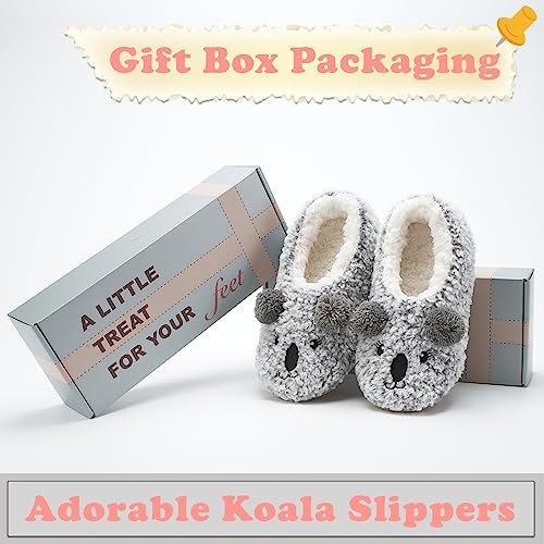Image of The Metluks Cute Animal House Slippers, Warm Fuzzy Slipper Socks with Grippers Non Slip, Cozy Funny Gifts