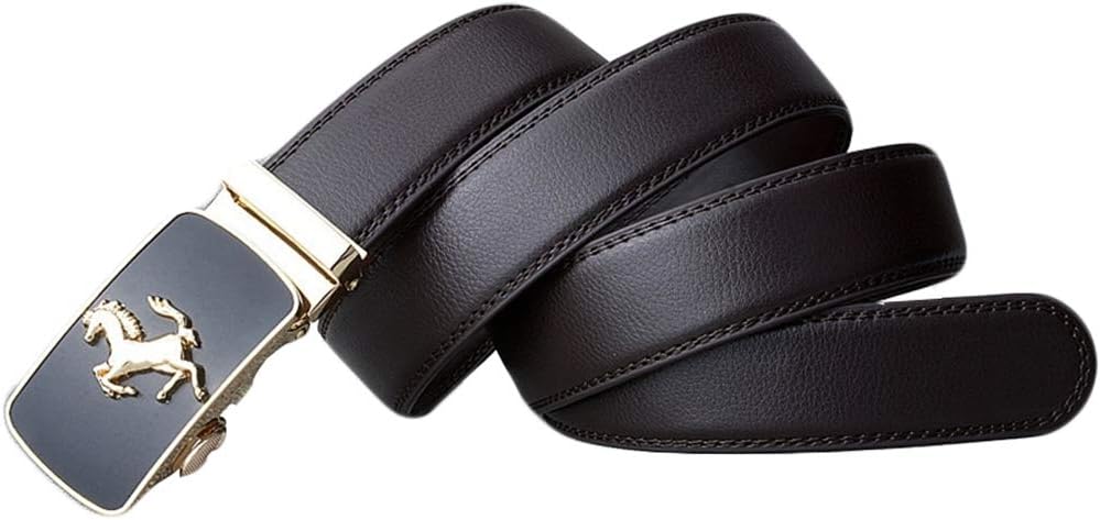 QHA Mens Ratchet Belt Prancing Horse Automatic Buckle Waist Strap Q5083