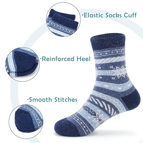 Moon Tree Boys Wool Socks Kids Winter Warm Crew Seamless Socks 6 Pack 8-10 Years4