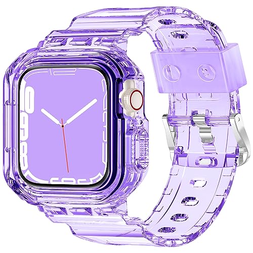 XYF Compatible for Crystal Clear Apple Watch Bands, 41mm 40mm 38mm Bumper Case for Men Women Jelly...