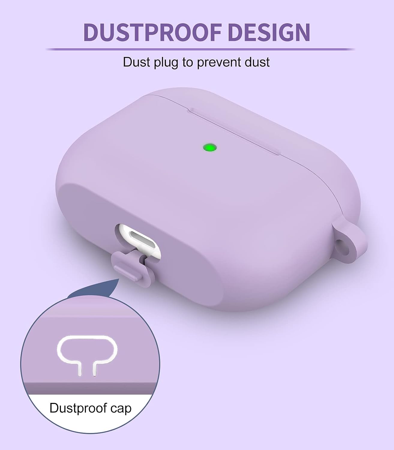 BRG for Airpods Pro Case Cover, Soft Silicone Case Cover with Cute Pom Pom Fur Ball Keychain for Women Girls [Front LED Visible] Purple