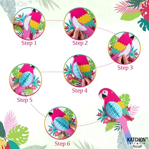 Image of KatchOn, Large Tropical Bird Decorations - 12x5.3 Inch | Jungle Theme Decorations, Luau Party Decorations, Hawaiian Party Decorations | Perfect for Tiki Party, Tropical Birthday, Rainforest Party