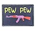 Pew Pew AK47 Morale Patch Removable Hook and Loop for Molle Gear, Operator Hat, Rucksack, Pack Bag, Backpack, Made in The USA