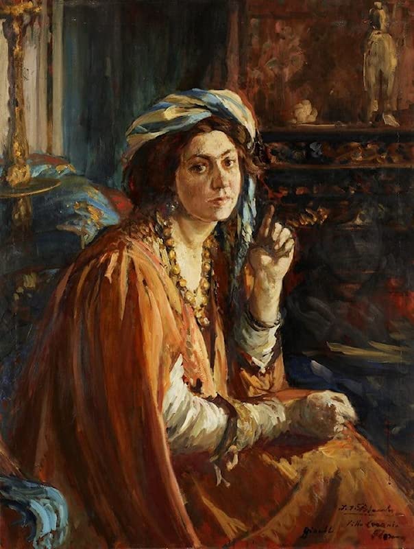 Peinture sur Toile Femme au turban tableaux moderne Jacques Emile Blanche 60x90cm