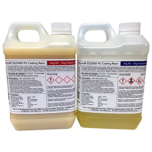 Polycraft SG2000 Paintable Fast Cast Polyurethane Liquid Plastic Casting Resin, Quick-Setting, Paintable for Crafting, Modeling, Prototyping, Easy-to-use Resin for Creative Projects - 4 kg Kit