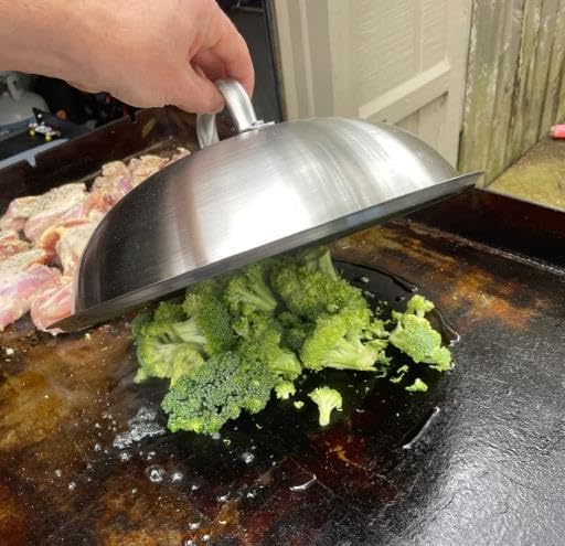 Miniatura 5 de ZBXFCSH Accesorios para parrilla, cubierta redonda resistente de 12 pulgadas, acero inoxidable, cúpula de fusión de quesos y cubierta de vapor, lo