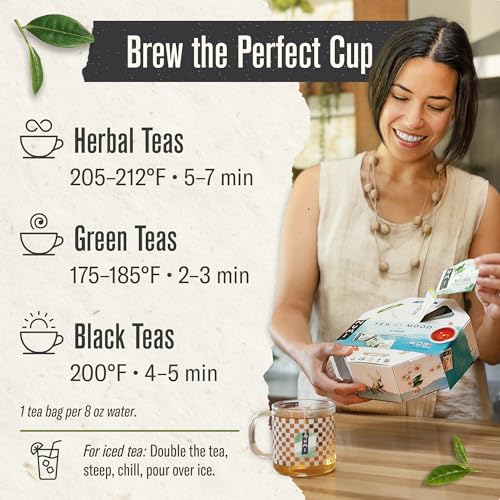Numi Organic Tea By Mood Gift Set, 40 Tea Bag Assortment, Premium | Organic Black | Pu-erh | Green | Maté | Rooibos & Herbal Teas