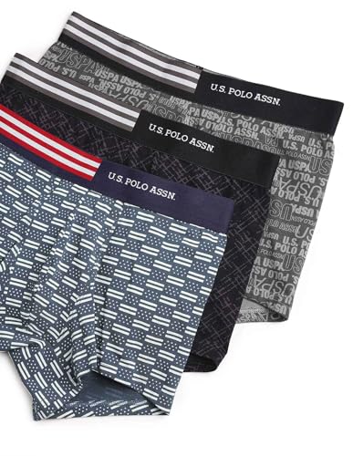 Image of U.S. Polo ASSN. Men's OET20 Printed Low Rise Underwear Trunks - Pack of 3