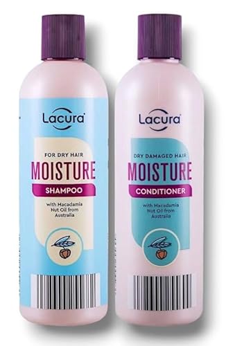 Lācura - Aldi | Moisture - Shampoo and Conditioner Set | For Dry Hair - with Macadamia Nut Oil | 300mL Each