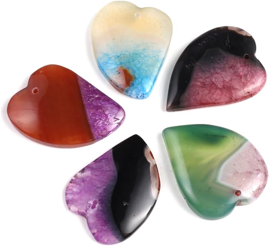 LE SKY 4 Pcs Natural Stone Pendants Multuple Shapes Healing Gradient Color Crystal Stone for Jewelry Making Necklace - Image 2