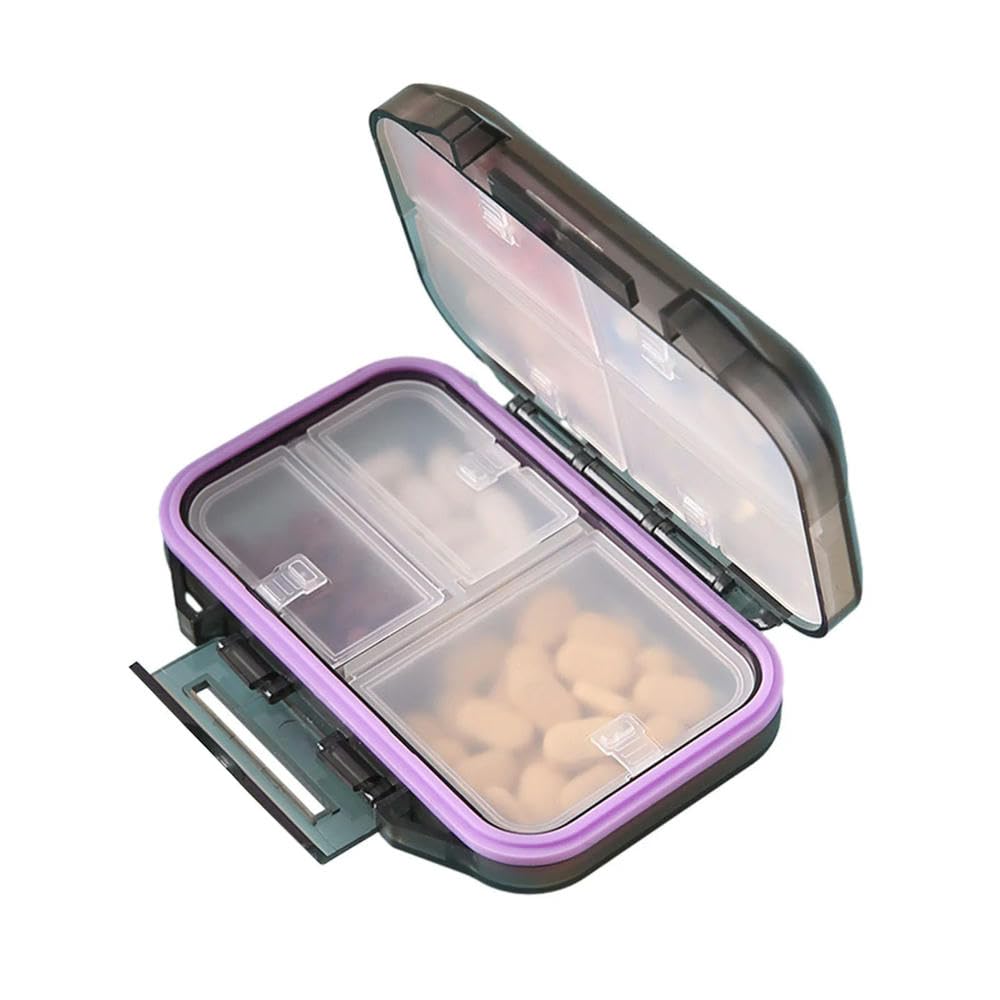 Pastillero Pastillero portátil de 7 días, dispensador de medicamentos, sellador Grande, Estuche Organizador for tabletas de Viaje(Gray Purpel)