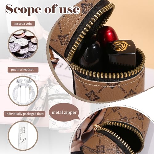 Image of TORMEN Lipstick Case - Mini Organizer with Keychain for Makeup Coins Small Essentials (Brown + White) | Compact keychain organizer for lipstick and small essentials. Lightweight, portable. Travel, daily carry, and quick