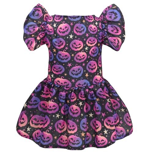 Image of CuteBone Frilly Dog Dress Princess Puppy Halloween Dresses with Ruffled Sleeves Cat Clothes Outfit for Small Dogs Girl Pet Apparel