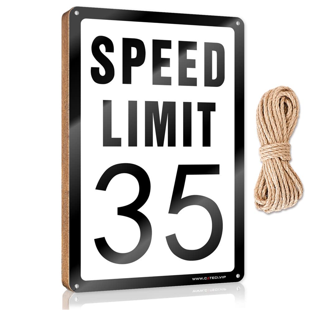 FRINTOXA Wood Plaque Sign Speed Limit 35 Mph Wooden Sign(15X28CM)