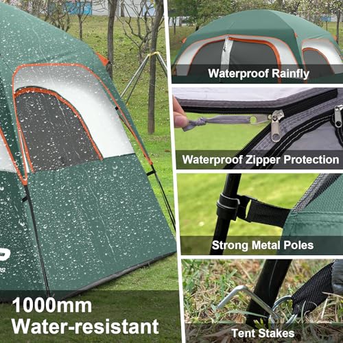 Image of CAMPROS CP Upgraded 6 /8 Person Camping Tents, Waterproof Windproof Family Tent with Larger Mesh Windows & Door, Double Layer, Easy Set Up, All-Season Dome Tent with Top Rainfly & Carry Bag