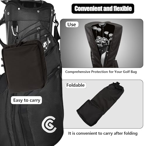 Golf Bag Travel Rain Cover,Golf Bag Rain Cover,Premium Waterproof Lightweight Foldable Easy-clean Durabale Dustproof Protection Traveling Club Covers Airplane Carts Travel Universal Fit - Image 4