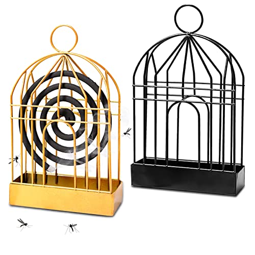 2 pièces Porte Bobine pour Zanzare.Support pour Spirales Anti-moustiques Fer rétro, Porte Bobine Répulsif pour Zanzare.Support pour Entrant. Brûleur Incenso.Porte Bobine accrochée (Noir Or)