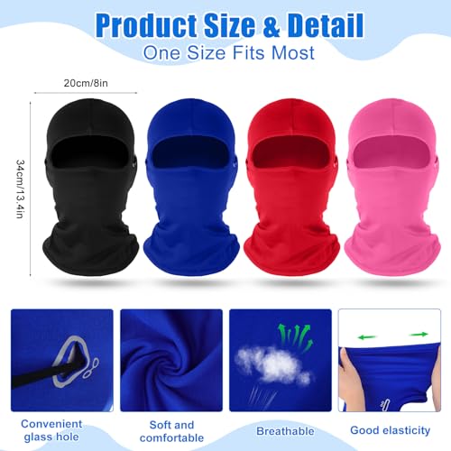 4 Pcs Winter Kids Balaclava Face Mask with Reflective Stripe Windproof Ski Mask for Kids 5-12 Boy Girl Cold Weather3