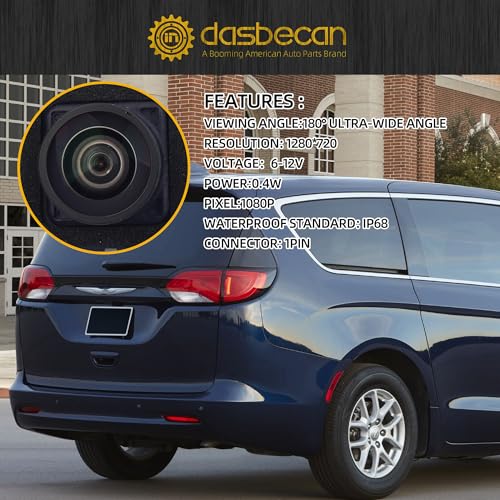 Image of Dasbecan 360 Surround View Backup Camera Compatible with Ram Chrysler 17-22 | For Ram 1500 Chrysler Pacifica Voyager Maserati Levante Ghibli 2017-2022 Replaces# 68144068AC 68144068AB 68144068AD