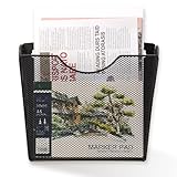 Wall Mount File Holder Mesh Metal Vertical Magazine Holder Letter Size Wall File Organizer Magazine Rack Wall Folder Storage Mail Organizer Hanging Basket Hanging File Organizer for Office (1 Pack)