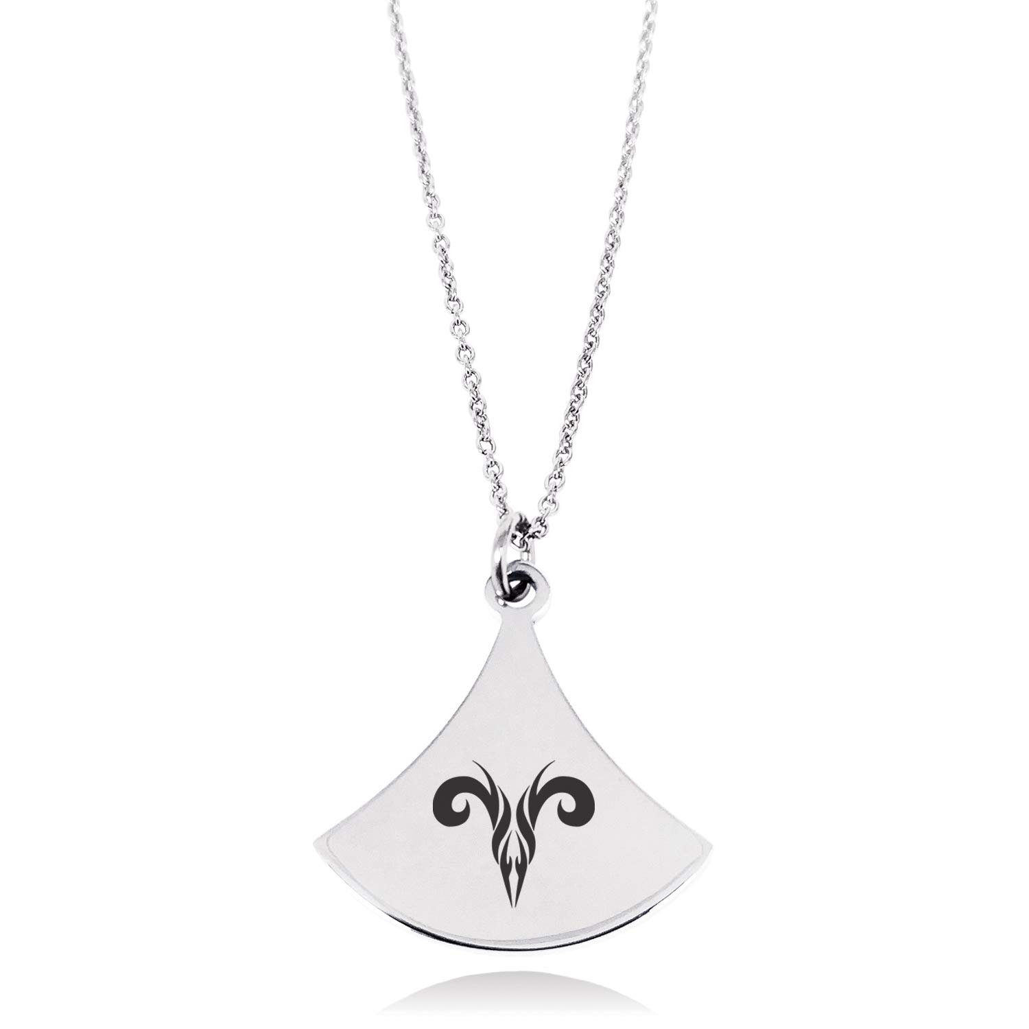 Stainless Steel Tribal Ram Pendulum Curved Triangle Charm Pendant Necklace