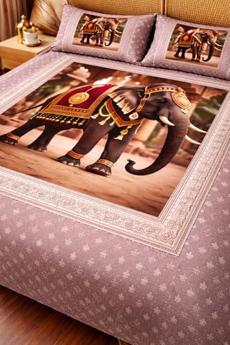 Image of DECORUM Premium 7D Digital Printed Cotton BEDSHEET (90 X 100) Inch with 2 King Size Pillow Covers - HIGH-Definition Design & Superior Comfort (Heavy Quality) BEDSHEET
