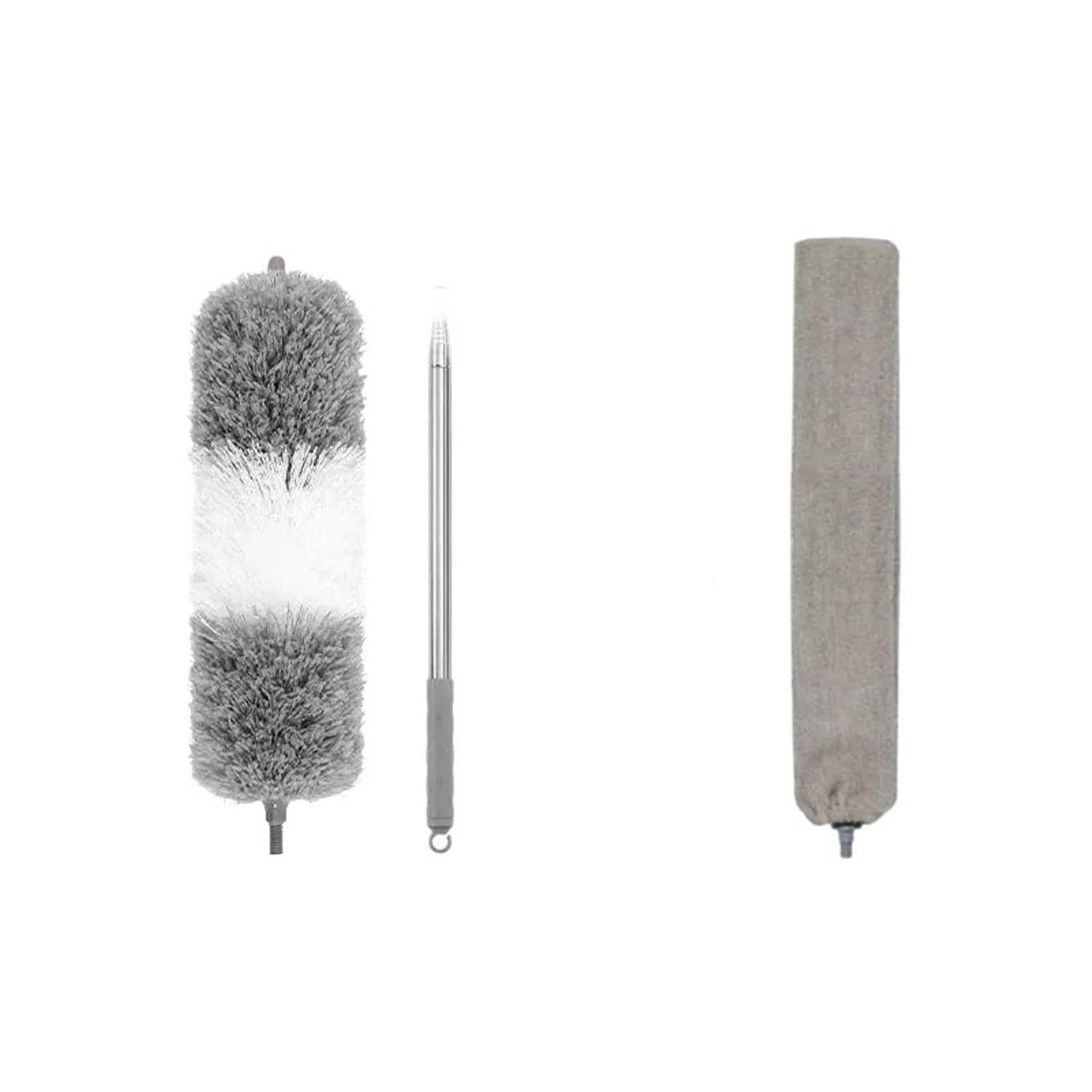 Plumero Hogar telescópico Microfibra Gap Duster Mango Largo fregona Muebles de Coche Herramienta Limpieza(Gray-White-250-Set1)