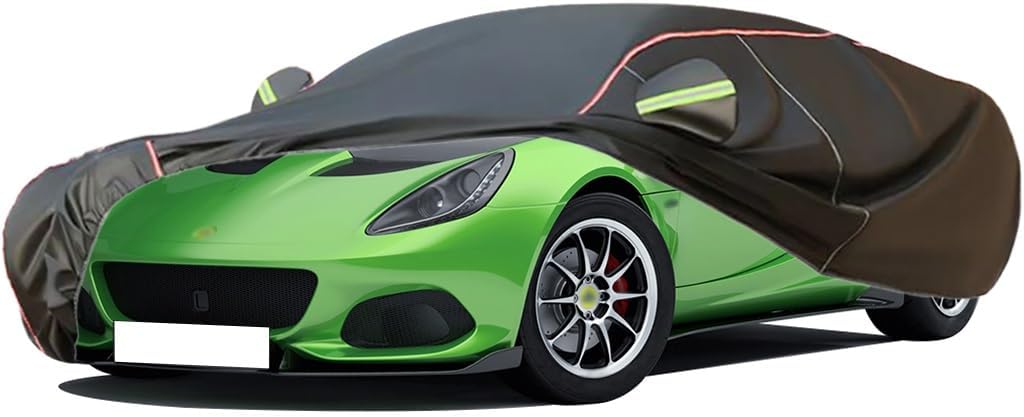 WOLWES Car Cover are Suitable for Lotus Elise All-Weather Windproof, Snowproof, Rainproof, UV-Protected and Breathable All-Season Universal with Side Door Zip Oxford Cloth Car Cover (Color : Black)