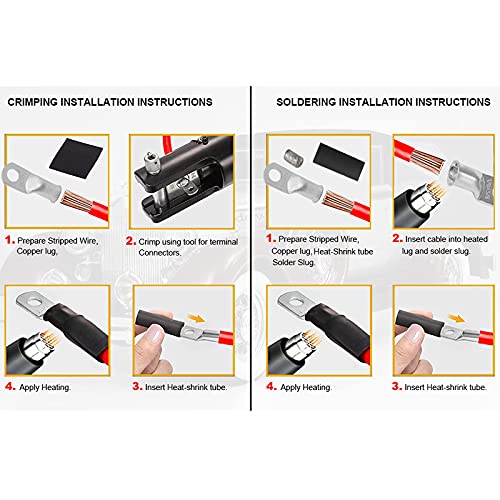Terminales de cobre 2/0 AWG con termorretráctil para cables de batería 7