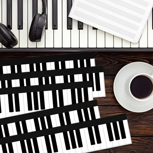 Image of BeYumi Piano Keyboard Border Trim - 65ft Back to School Music Piano Keyboard Straight Rolled Border Trim Black White Music Keys Bulletin Board Borders School Classroom Office Chalkboard Party Decor