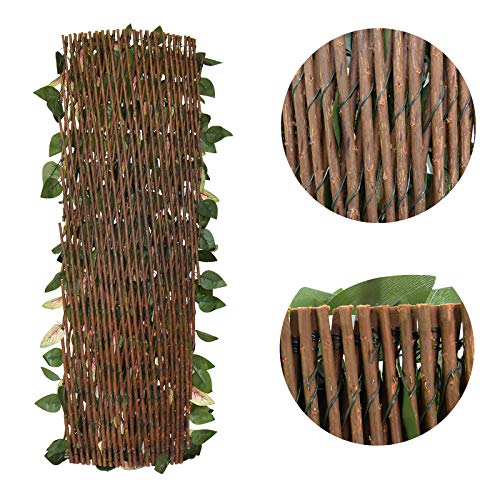 GLANT Expandable Fence Privacy Screen for Balcony Patio Outdoor,Decorative Faux Ivy Fencing Panel,Artificial Hedges (Single Sided Leaves) (2, Green-Light Yellow) - Thumbnail 4