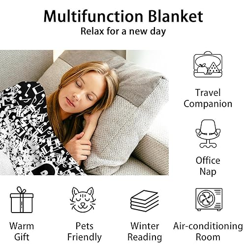 Mercuryelf Guitar Throw Blanket - Soft, Fuzzy & Warm - 40x50 Inches Flannel Blankets for Travel, Office - Novelty Throws Gift for Girls, Boys