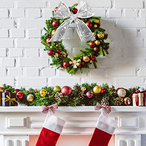 Livder 2.5 Inch Wide Christmas Wired Ribbon Snowflake Organza Sheer Glitter Ribbon For Xmas Tree, Wreath, Party Decoration, Gift Wrapping (Silver-White, 10.9 Yards) #TOP4